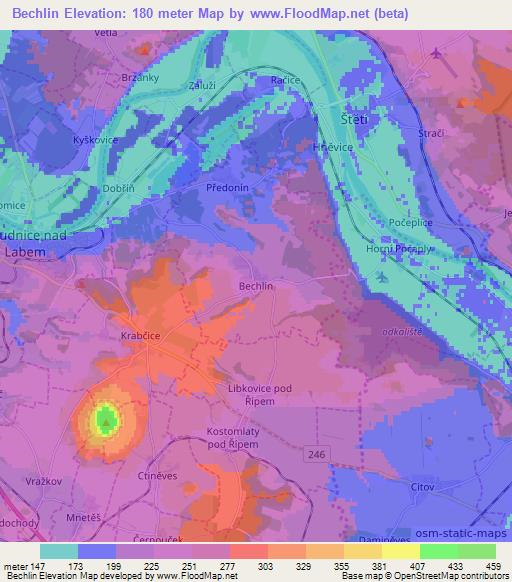 Bechlin,Czech Republic Elevation Map