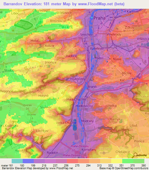 Barrandov,Czech Republic Elevation Map