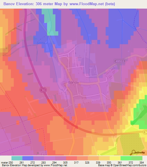 Banov,Czech Republic Elevation Map