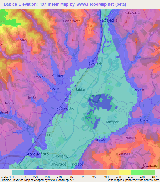Babice,Czech Republic Elevation Map
