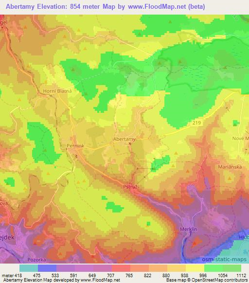 Abertamy,Czech Republic Elevation Map