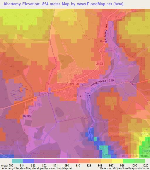 Abertamy,Czech Republic Elevation Map