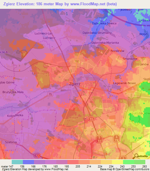 Zgierz,Poland Elevation Map