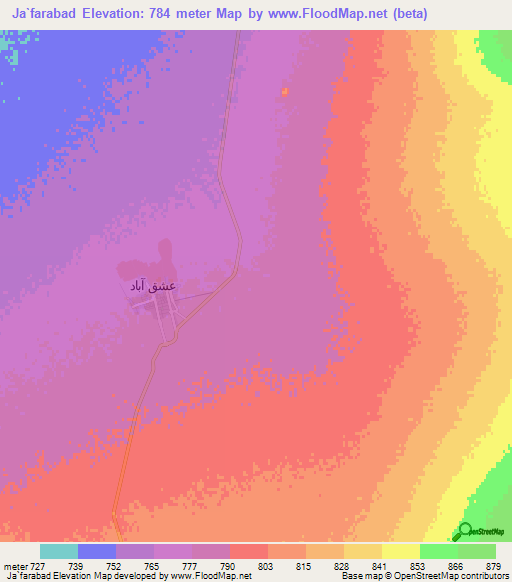Ja`farabad,Iran Elevation Map