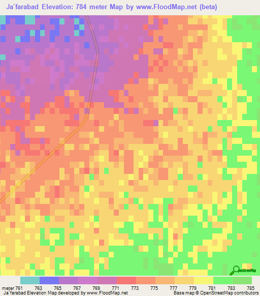 Ja`farabad,Iran Elevation Map