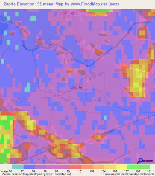 Zaorle,Poland Elevation Map