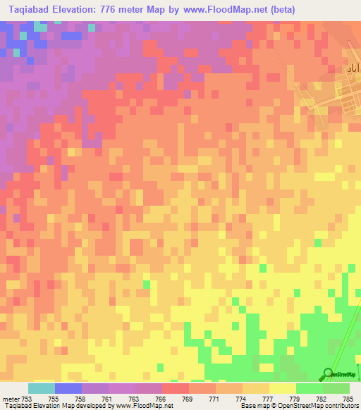 Taqiabad,Iran Elevation Map