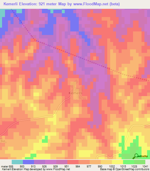 Kemerli,Turkey Elevation Map