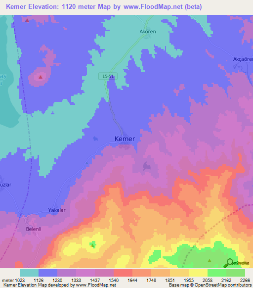 Kemer,Turkey Elevation Map