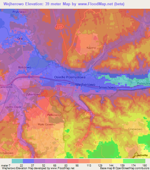 Wejherowo,Poland Elevation Map