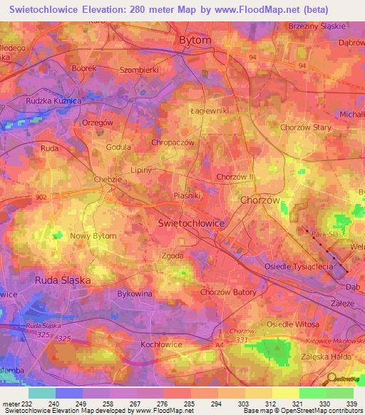 Swietochlowice,Poland Elevation Map