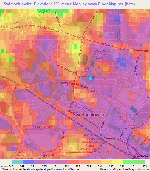 Swietochlowice,Poland Elevation Map