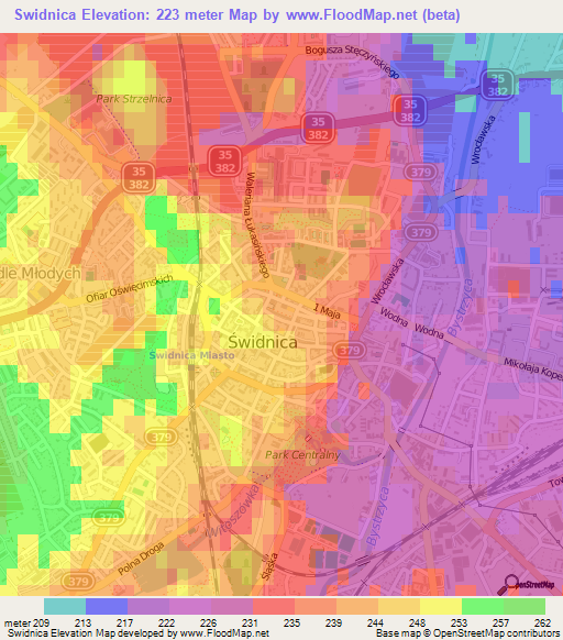 Swidnica,Poland Elevation Map