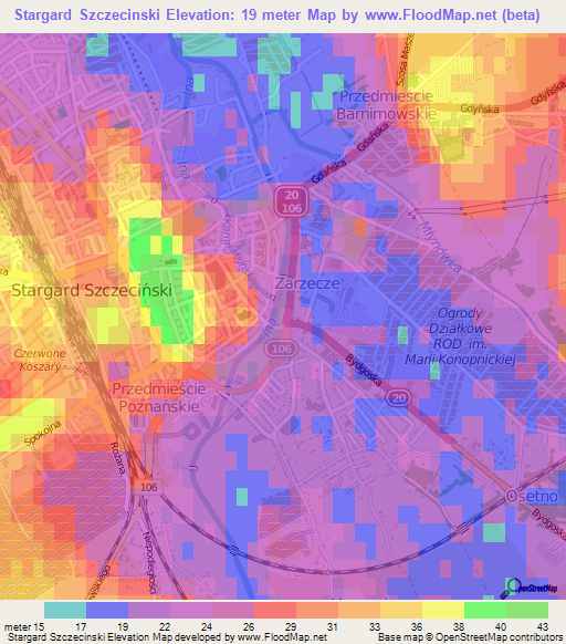 Stargard Szczecinski,Poland Elevation Map