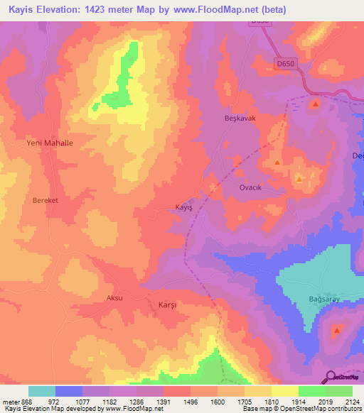 Kayis,Turkey Elevation Map