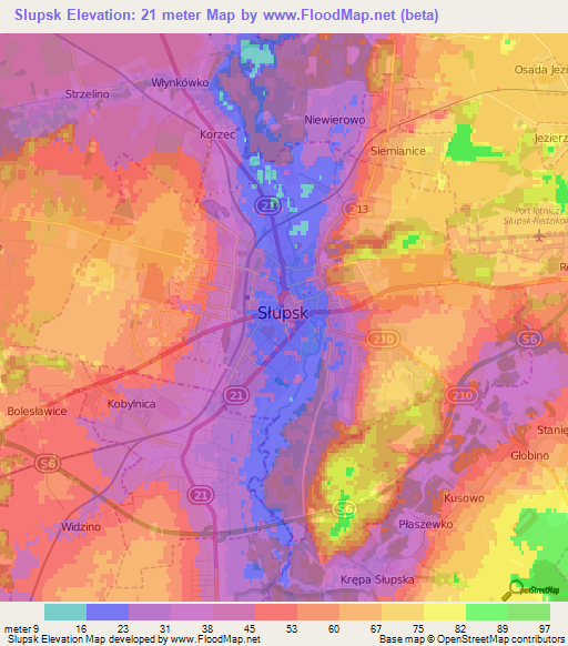 Slupsk,Poland Elevation Map