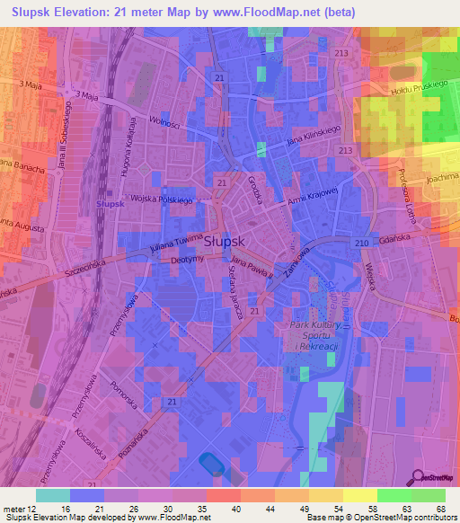 Slupsk,Poland Elevation Map