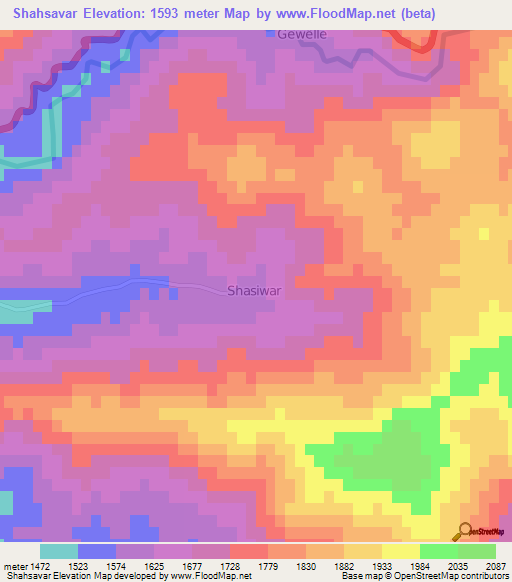 Shahsavar,Iran Elevation Map