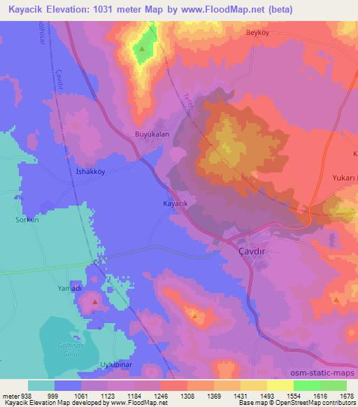 Kayacik,Turkey Elevation Map
