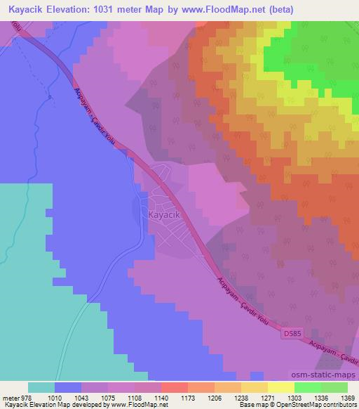 Kayacik,Turkey Elevation Map