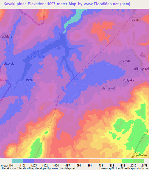 Kavaklipinar,Turkey Elevation Map