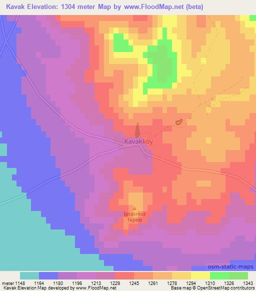 Kavak,Turkey Elevation Map