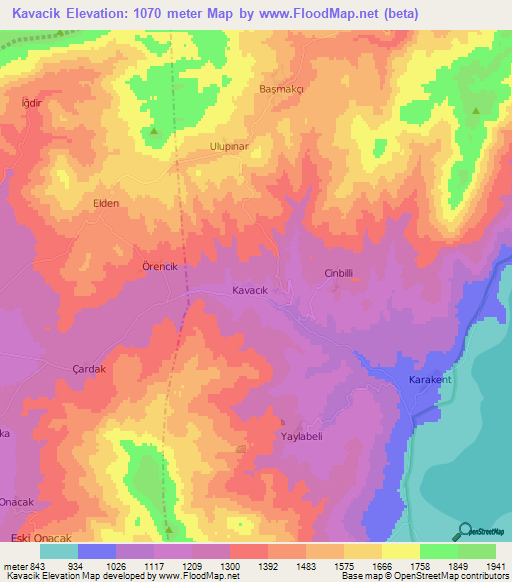 Kavacik,Turkey Elevation Map