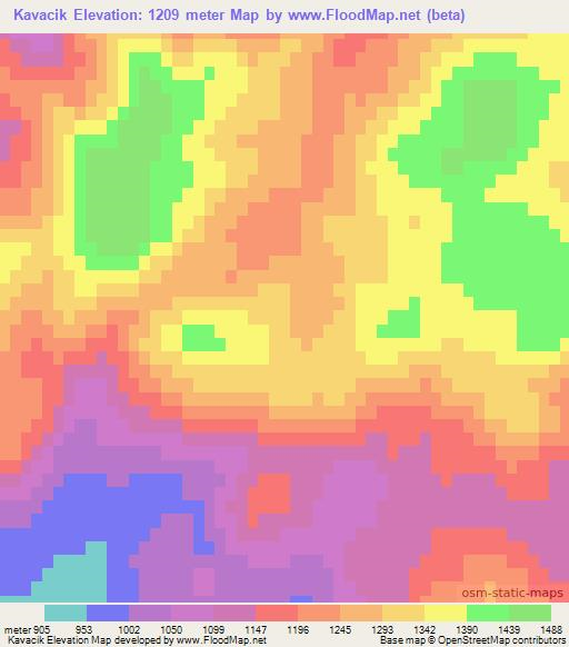 Kavacik,Turkey Elevation Map