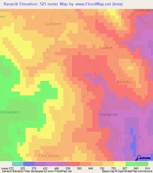 Kavacik,Turkey Elevation Map