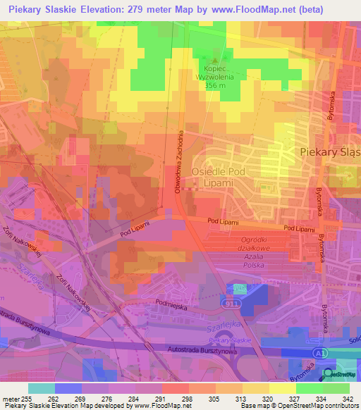 Piekary Slaskie,Poland Elevation Map