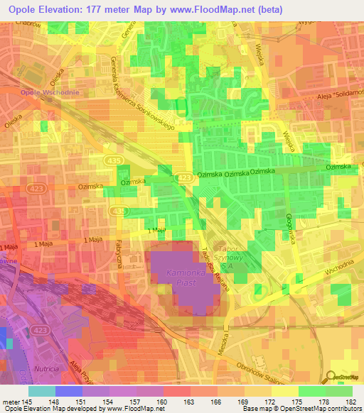 Opole,Poland Elevation Map