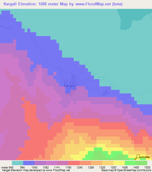 Kargali,Turkey Elevation Map