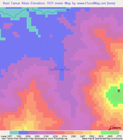 Kani Tamar Khan,Iran Elevation Map