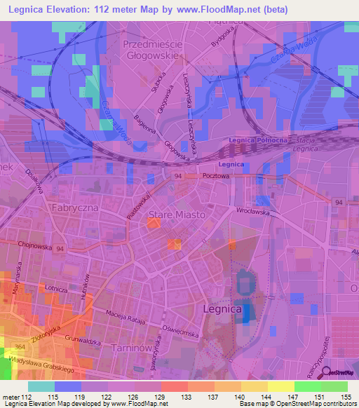 Legnica,Poland Elevation Map