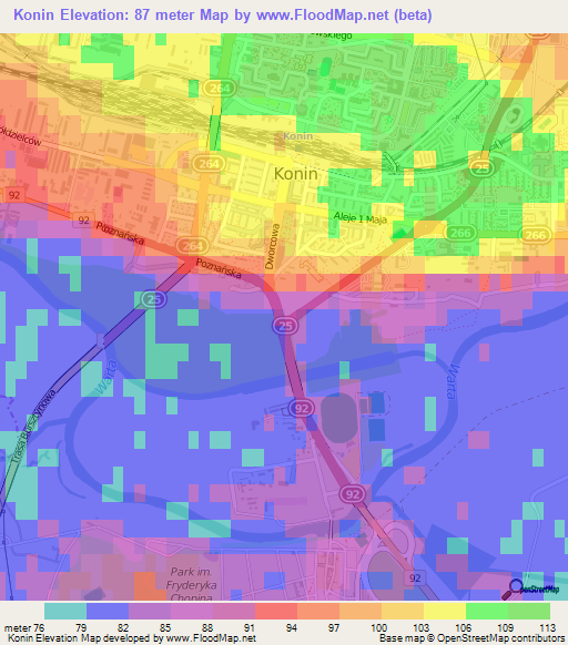 Konin,Poland Elevation Map