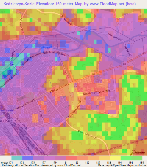 Kedzierzyn-Kozle,Poland Elevation Map