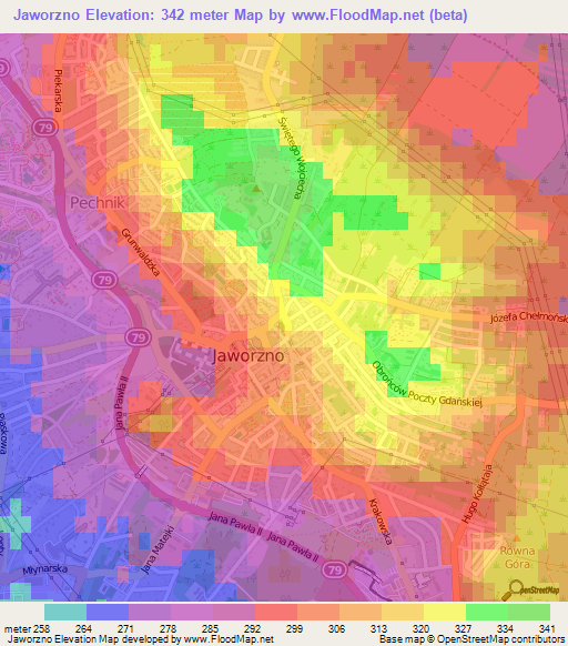 Jaworzno,Poland Elevation Map