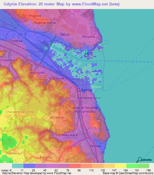 Gdynia,Poland Elevation Map