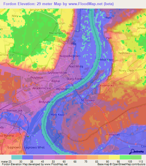 Fordon,Poland Elevation Map