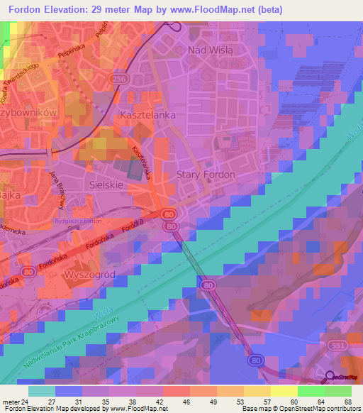 Fordon,Poland Elevation Map