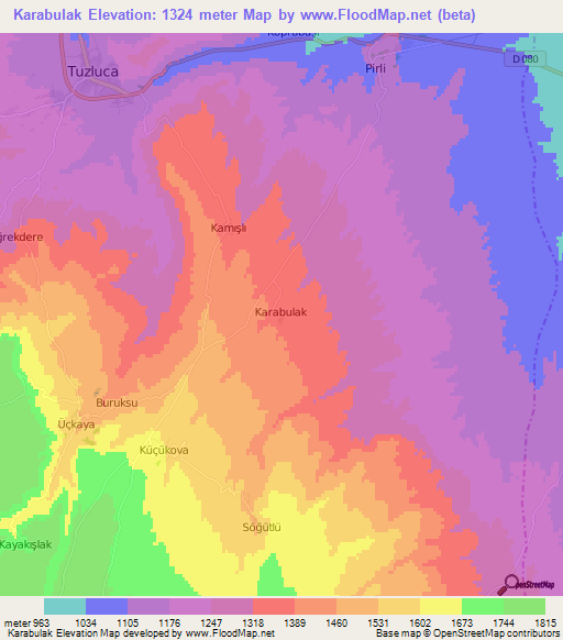 Karabulak,Turkey Elevation Map