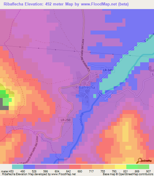 Ribaflecha,Spain Elevation Map