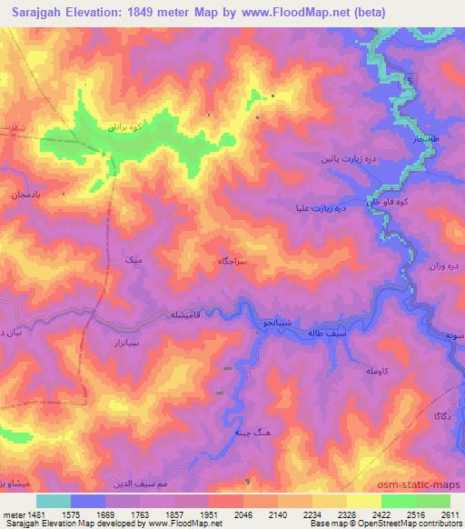Sarajgah,Iran Elevation Map