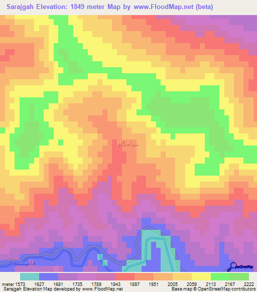 Sarajgah,Iran Elevation Map