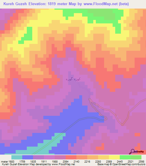 Kureh Guzeh,Iran Elevation Map