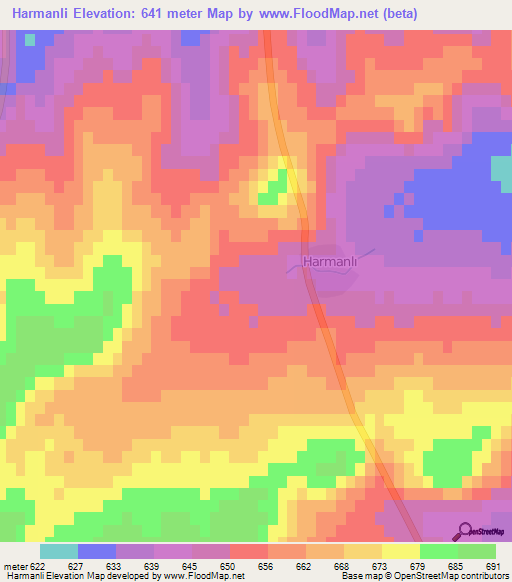 Harmanli,Turkey Elevation Map