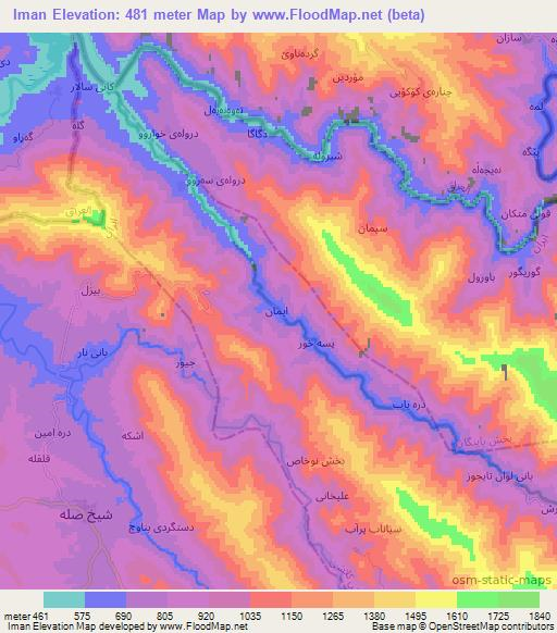 Iman,Iran Elevation Map
