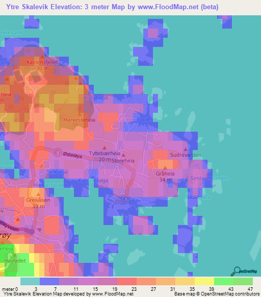 Ytre Skalevik,Norway Elevation Map
