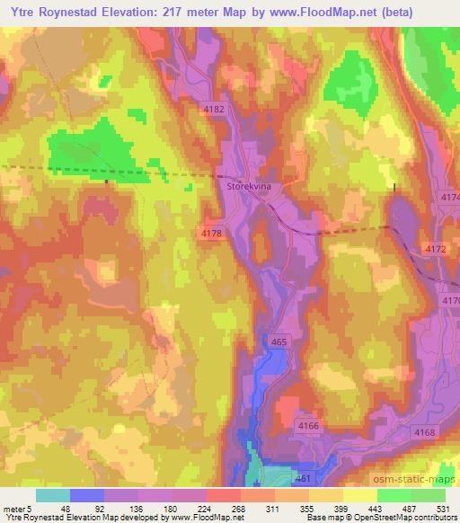 Ytre Roynestad,Norway Elevation Map