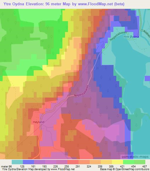 Ytre Oydna,Norway Elevation Map